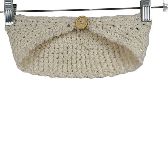 Rue21 Women Ivory Metallic Crochet Knit Ribbed Solid Winter Headband Ear Warmer - Picture 2 of 6
